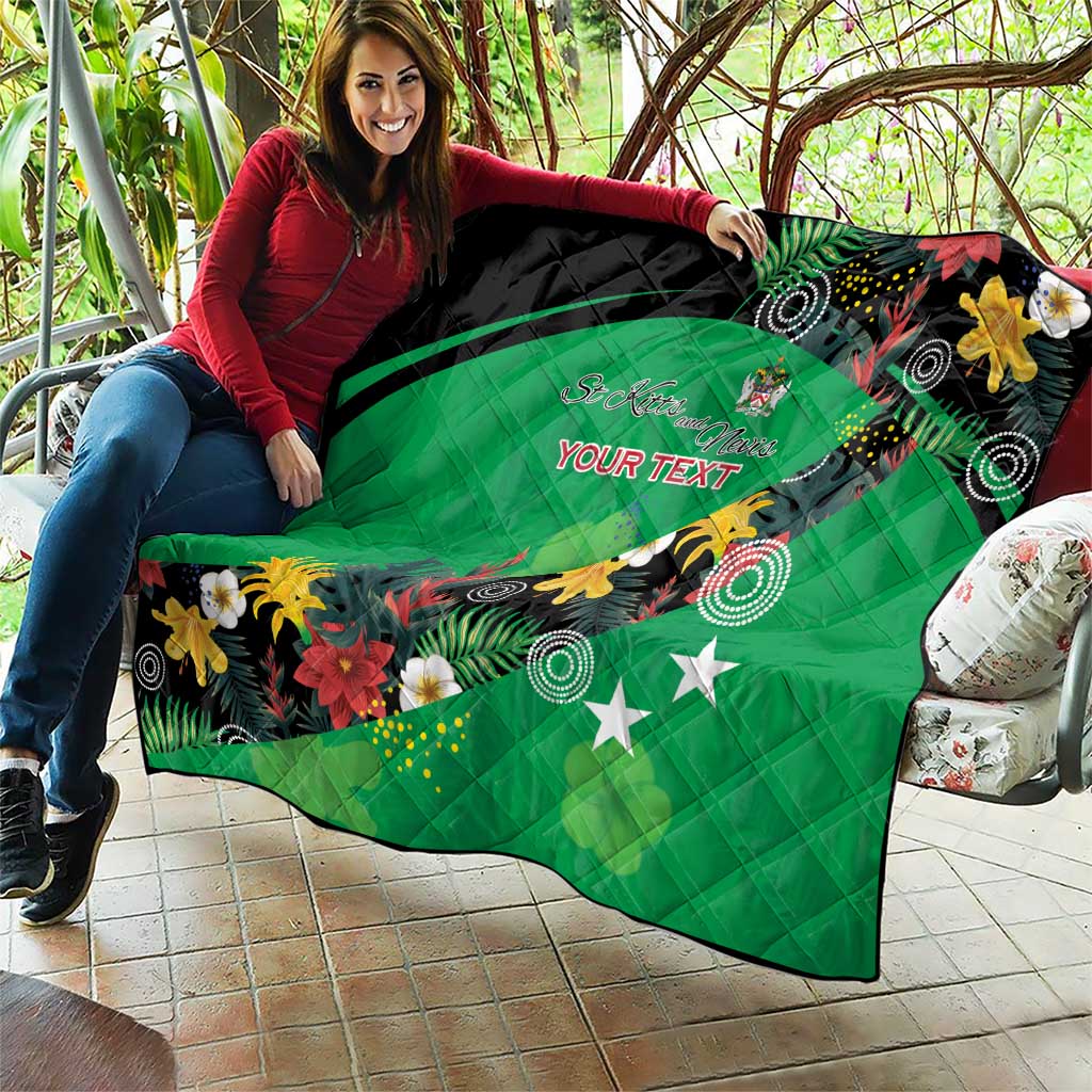 Custom St Kitts and Nevis Cricket Quilt Tropical Flowers Jersey