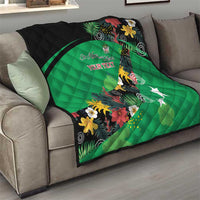 Custom St Kitts and Nevis Cricket Quilt Tropical Flowers Jersey