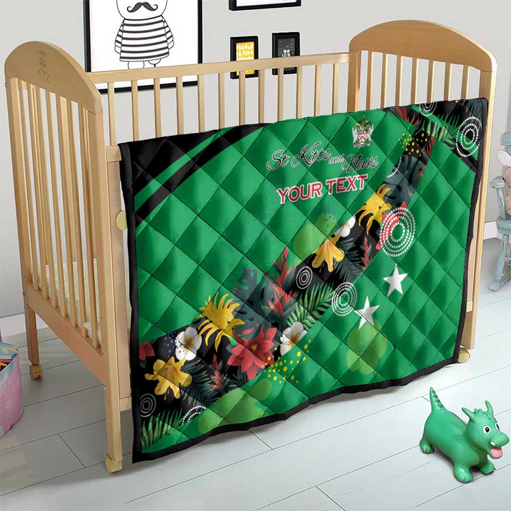 Custom St Kitts and Nevis Cricket Quilt Tropical Flowers Jersey