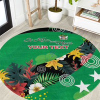 Custom St Kitts and Nevis Cricket Round Carpet Tropical Flowers Jersey