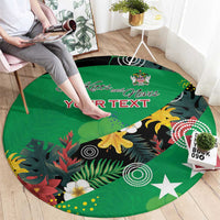 Custom St Kitts and Nevis Cricket Round Carpet Tropical Flowers Jersey