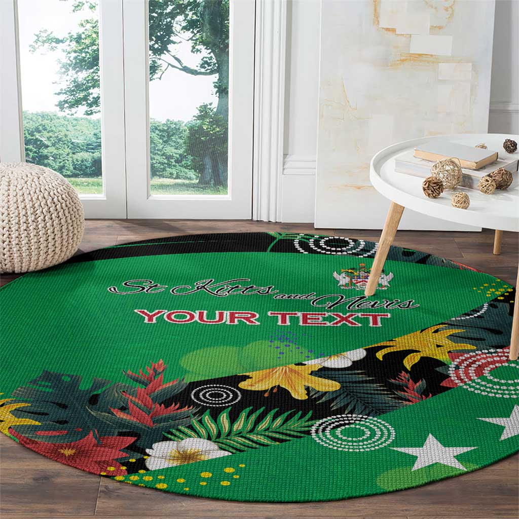 Custom St Kitts and Nevis Cricket Round Carpet Tropical Flowers Jersey