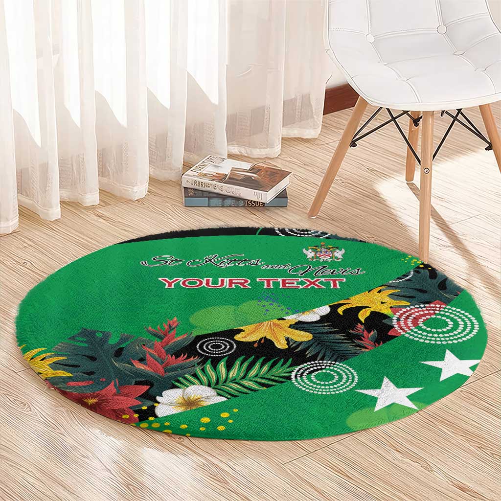 Custom St Kitts and Nevis Cricket Round Carpet Tropical Flowers Jersey
