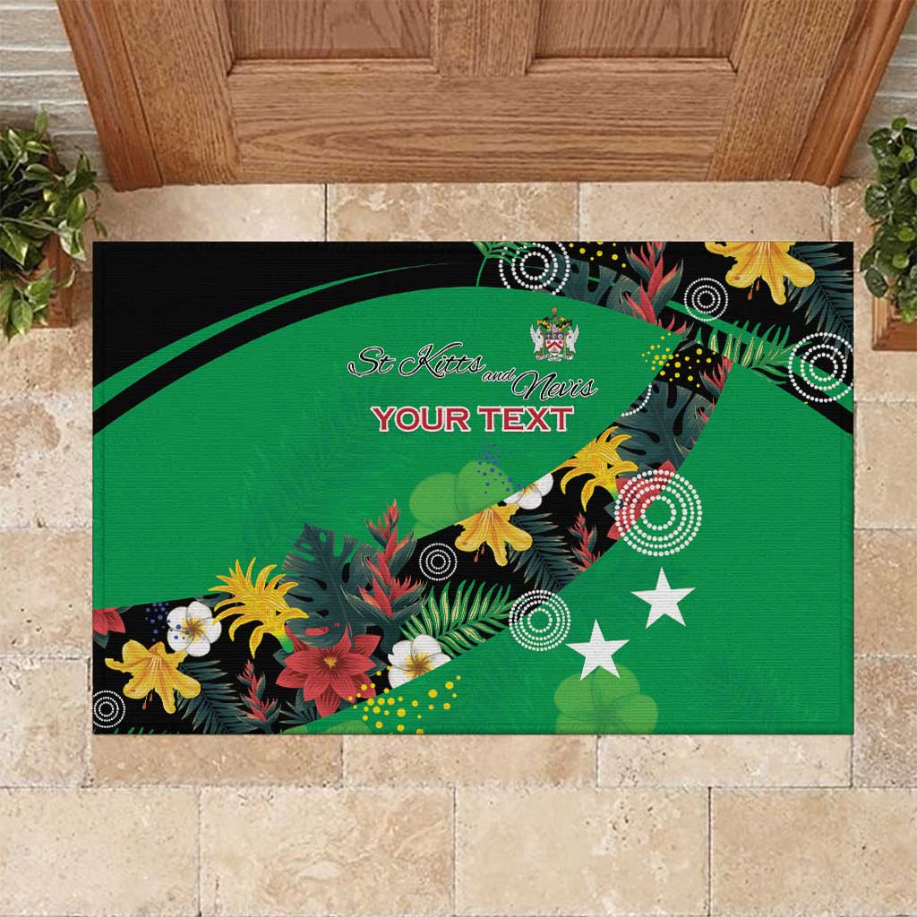 Custom St Kitts and Nevis Cricket Rubber Doormat Tropical Flowers Jersey