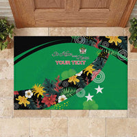 Custom St Kitts and Nevis Cricket Rubber Doormat Tropical Flowers Jersey