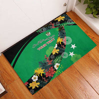 Custom St Kitts and Nevis Cricket Rubber Doormat Tropical Flowers Jersey