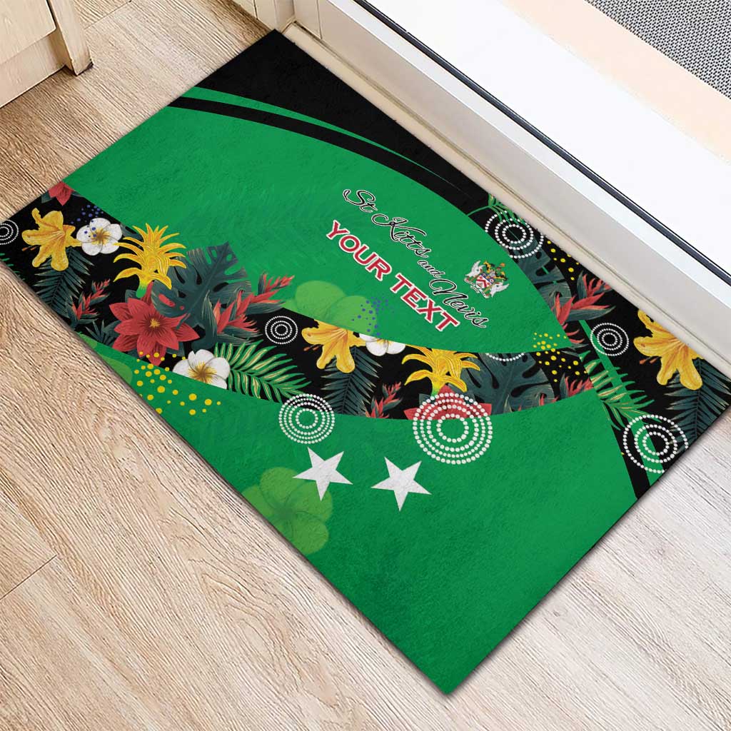 Custom St Kitts and Nevis Cricket Rubber Doormat Tropical Flowers Jersey