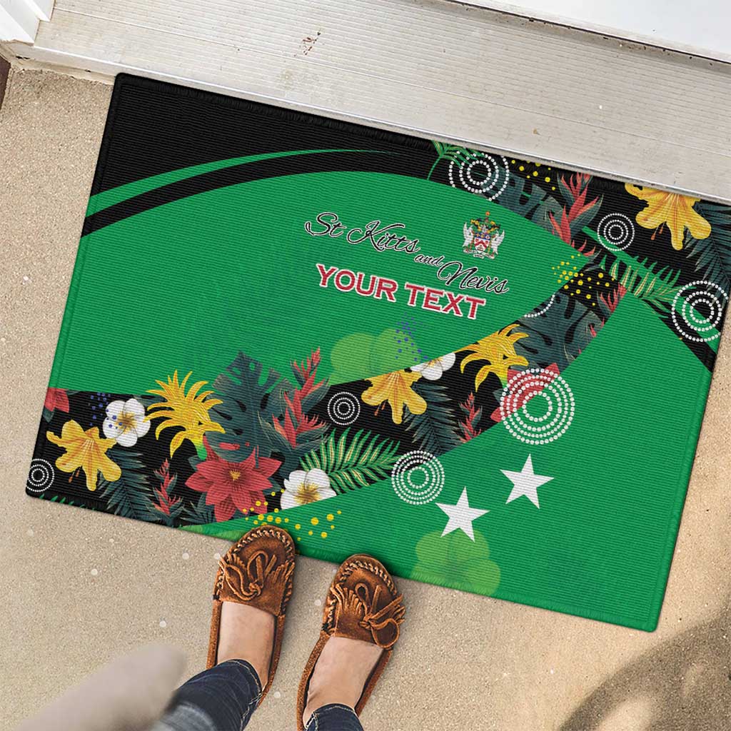 Custom St Kitts and Nevis Cricket Rubber Doormat Tropical Flowers Jersey