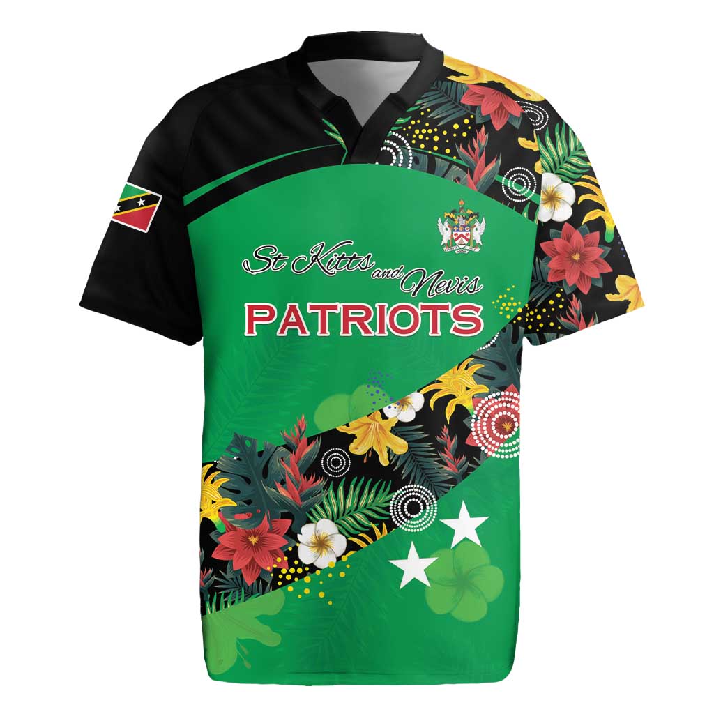 Custom St Kitts and Nevis Cricket Rugby Jersey Tropical Flowers Jersey