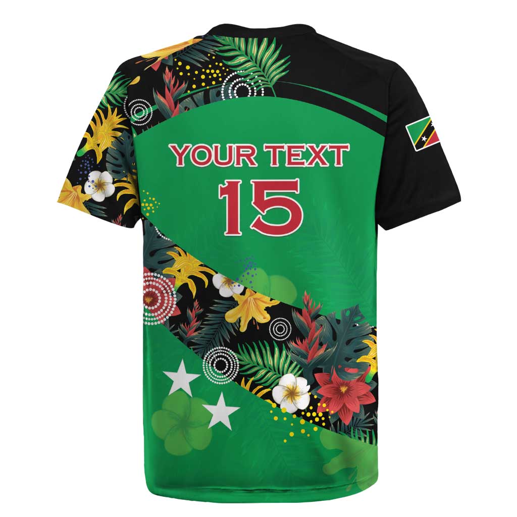 Custom St Kitts and Nevis Cricket Rugby Jersey Tropical Flowers Jersey