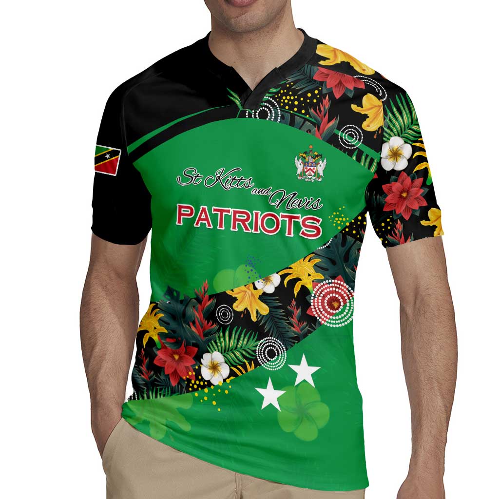 Custom St Kitts and Nevis Cricket Rugby Jersey Tropical Flowers Jersey
