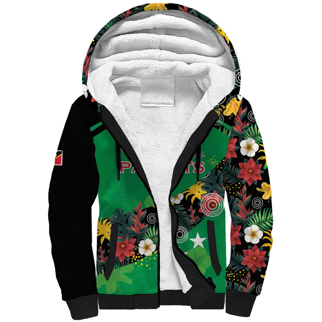 Custom St Kitts and Nevis Cricket Sherpa Hoodie Tropical Flowers Jersey