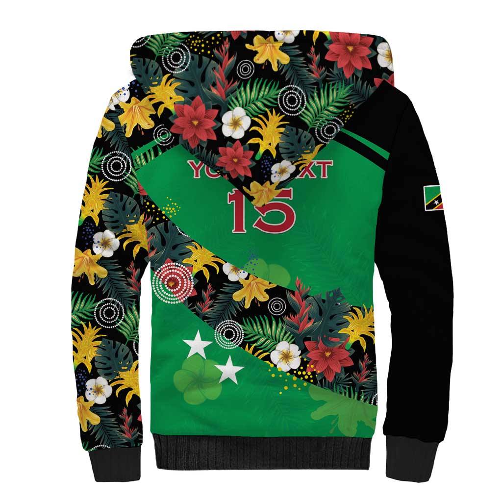 Custom St Kitts and Nevis Cricket Sherpa Hoodie Tropical Flowers Jersey