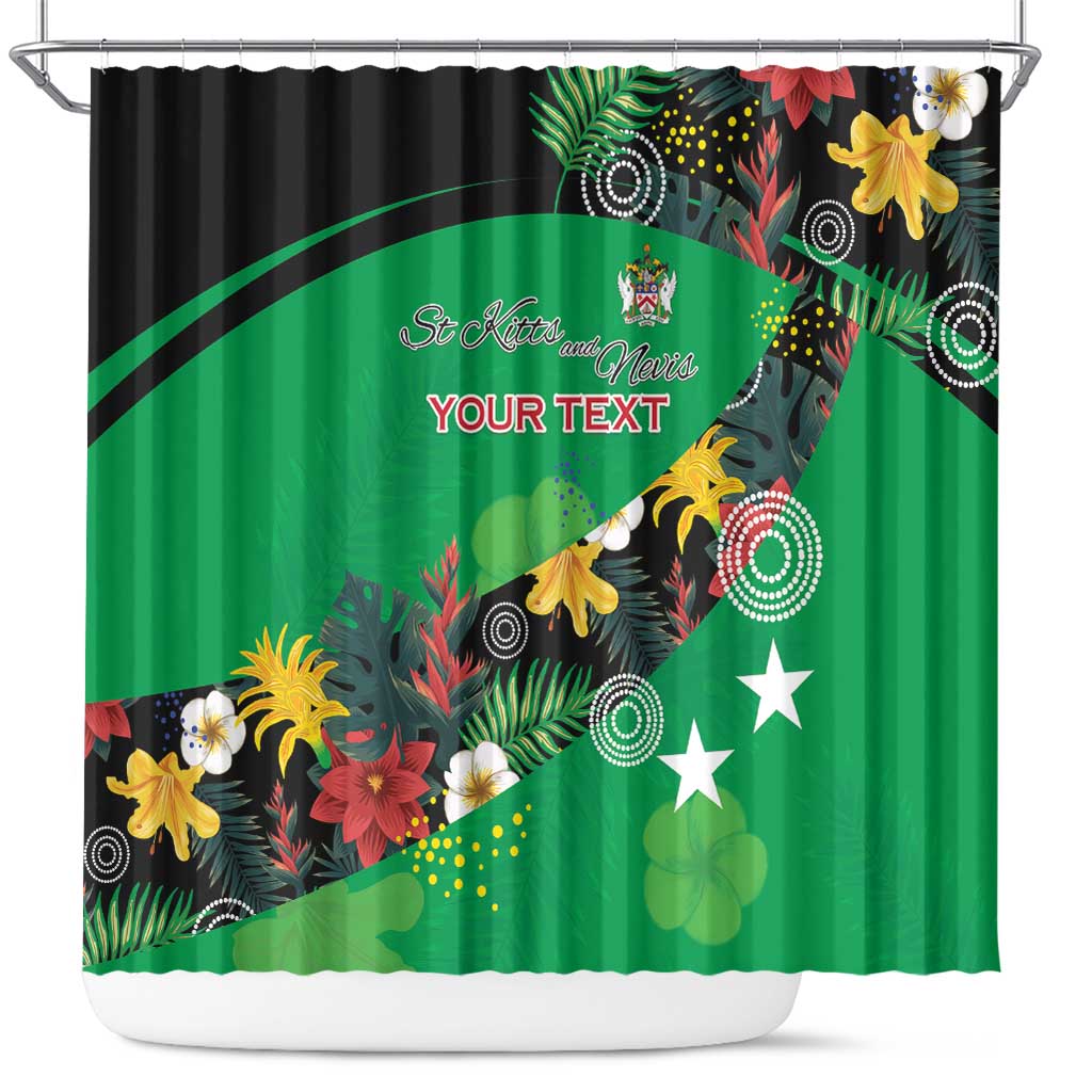 Custom St Kitts and Nevis Cricket Shower Curtain Tropical Flowers Jersey