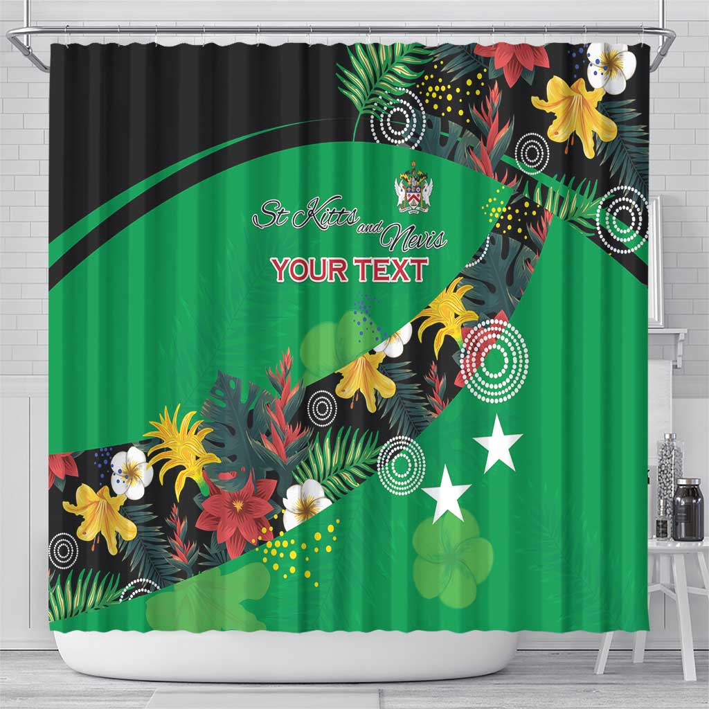 Custom St Kitts and Nevis Cricket Shower Curtain Tropical Flowers Jersey