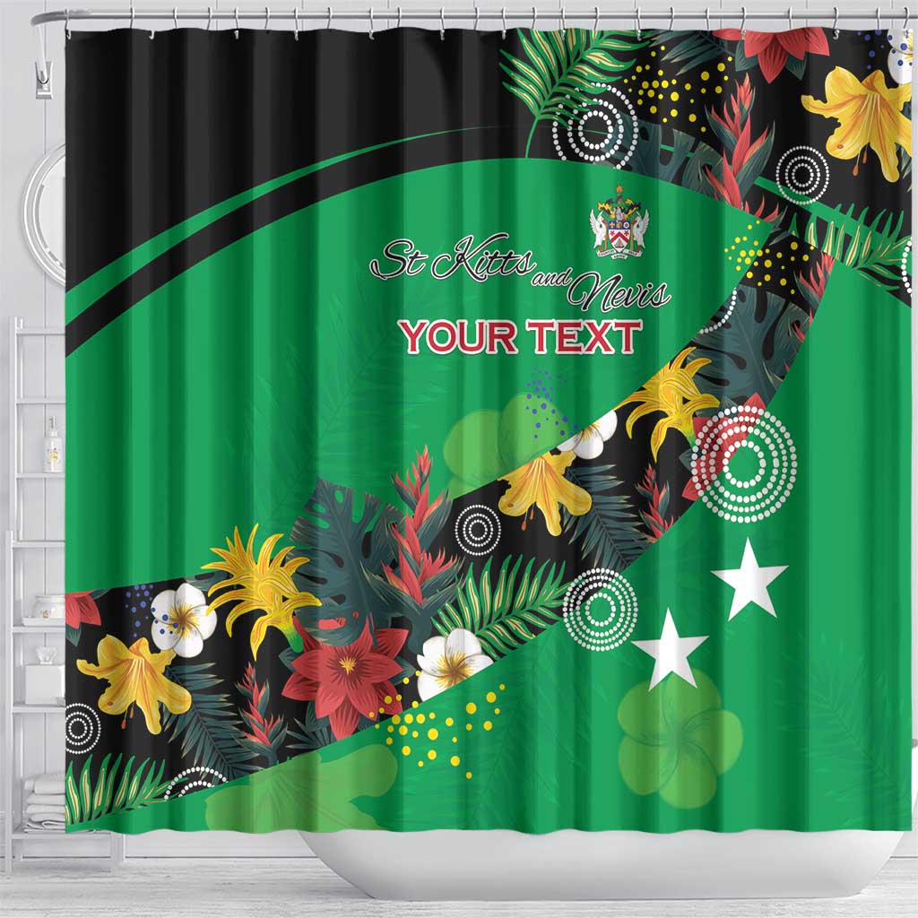 Custom St Kitts and Nevis Cricket Shower Curtain Tropical Flowers Jersey