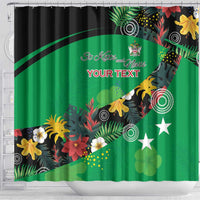 Custom St Kitts and Nevis Cricket Shower Curtain Tropical Flowers Jersey