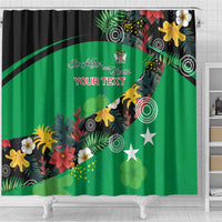 Custom St Kitts and Nevis Cricket Shower Curtain Tropical Flowers Jersey