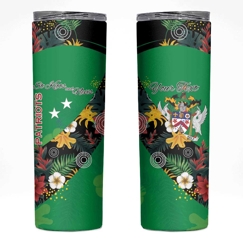 Custom St Kitts and Nevis Cricket Skinny Tumbler Tropical Flowers Jersey