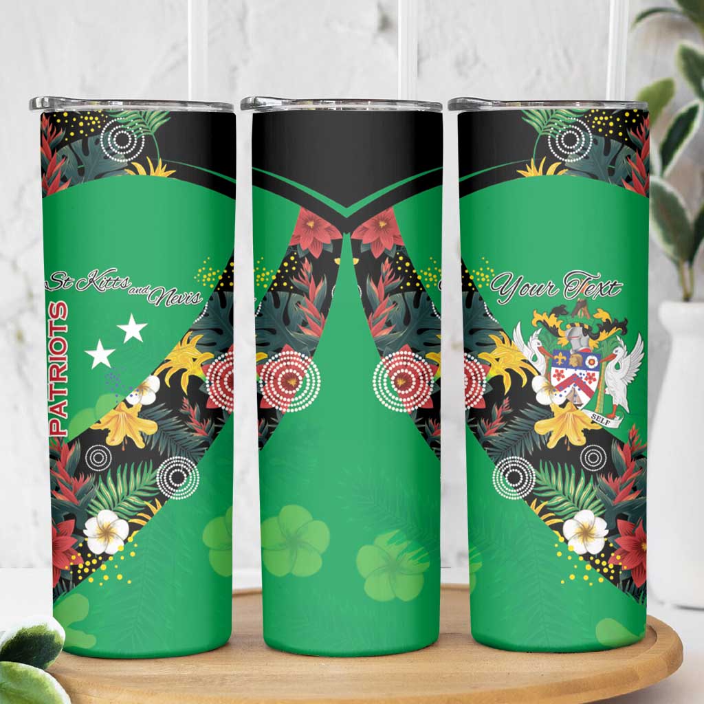 Custom St Kitts and Nevis Cricket Skinny Tumbler Tropical Flowers Jersey