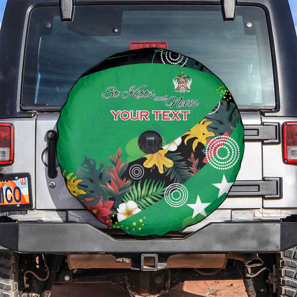 Custom St Kitts and Nevis Cricket Spare Tire Cover Tropical Flowers Jersey