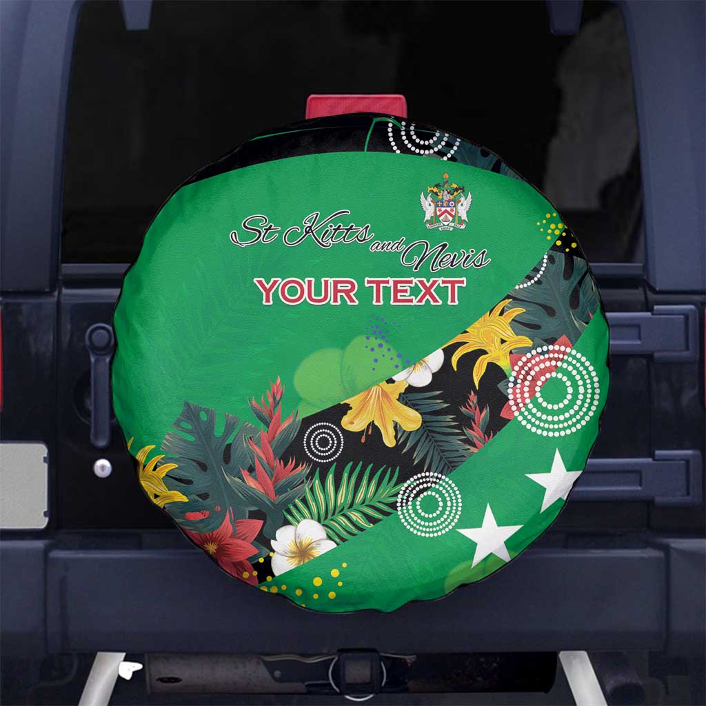 Custom St Kitts and Nevis Cricket Spare Tire Cover Tropical Flowers Jersey