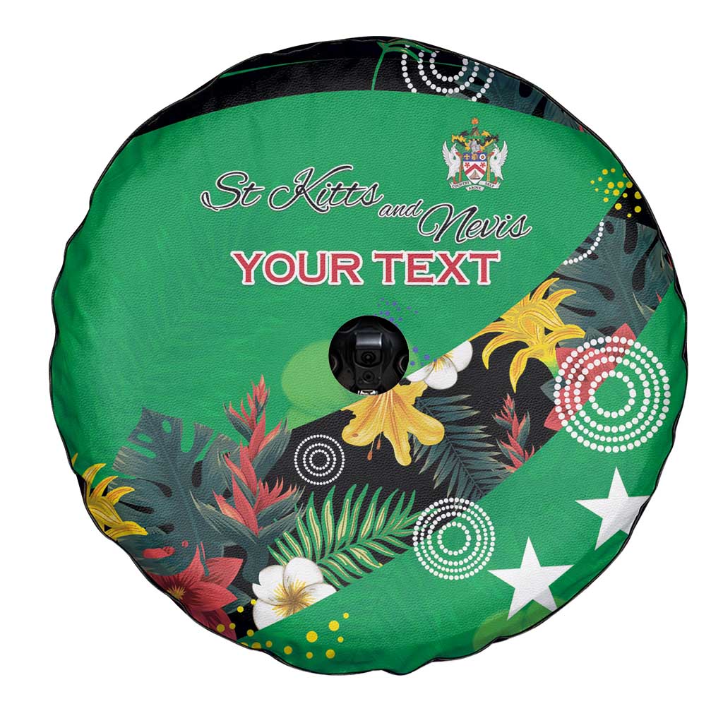 Custom St Kitts and Nevis Cricket Spare Tire Cover Tropical Flowers Jersey