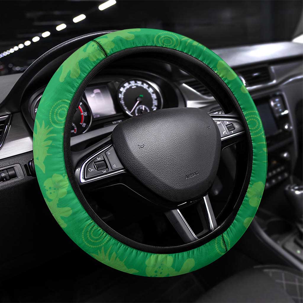 St Kitts and Nevis Cricket Steering Wheel Cover Tropical Flowers Jersey