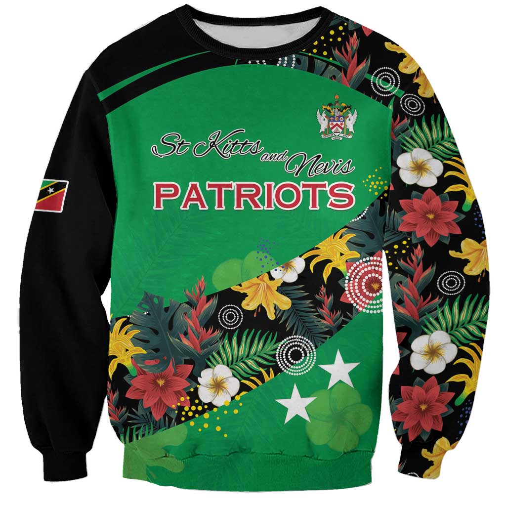 Custom St Kitts and Nevis Cricket Sweatshirt Tropical Flowers Jersey