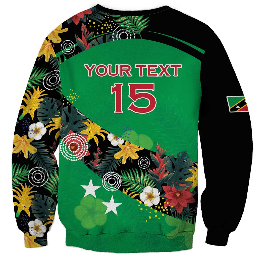 Custom St Kitts and Nevis Cricket Sweatshirt Tropical Flowers Jersey