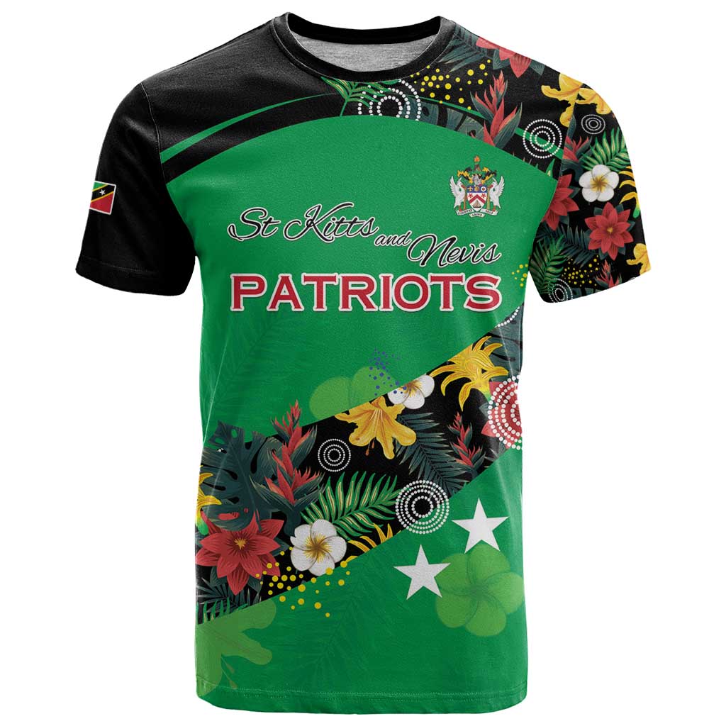 Custom St Kitts and Nevis Cricket T Shirt Tropical Flowers Jersey