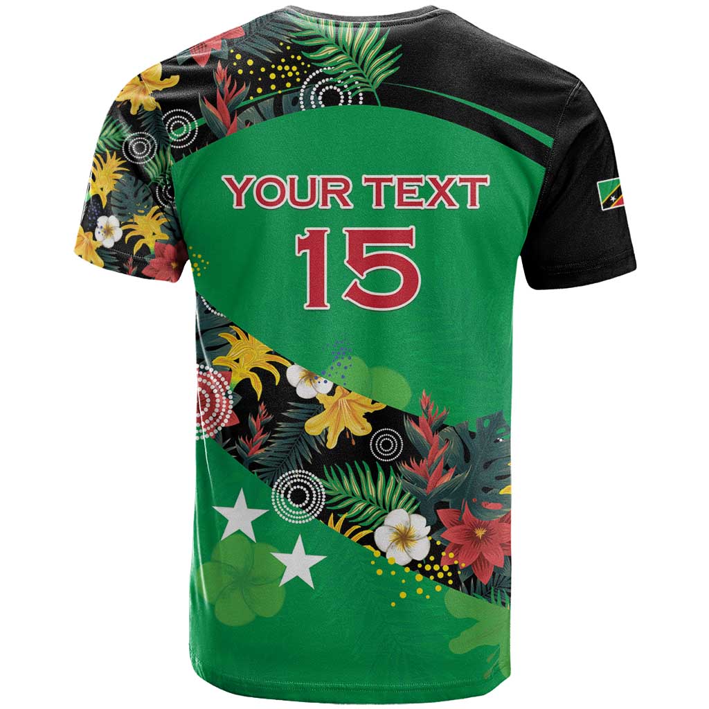Custom St Kitts and Nevis Cricket T Shirt Tropical Flowers Jersey
