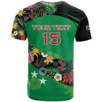 Custom St Kitts and Nevis Cricket T Shirt Tropical Flowers Jersey