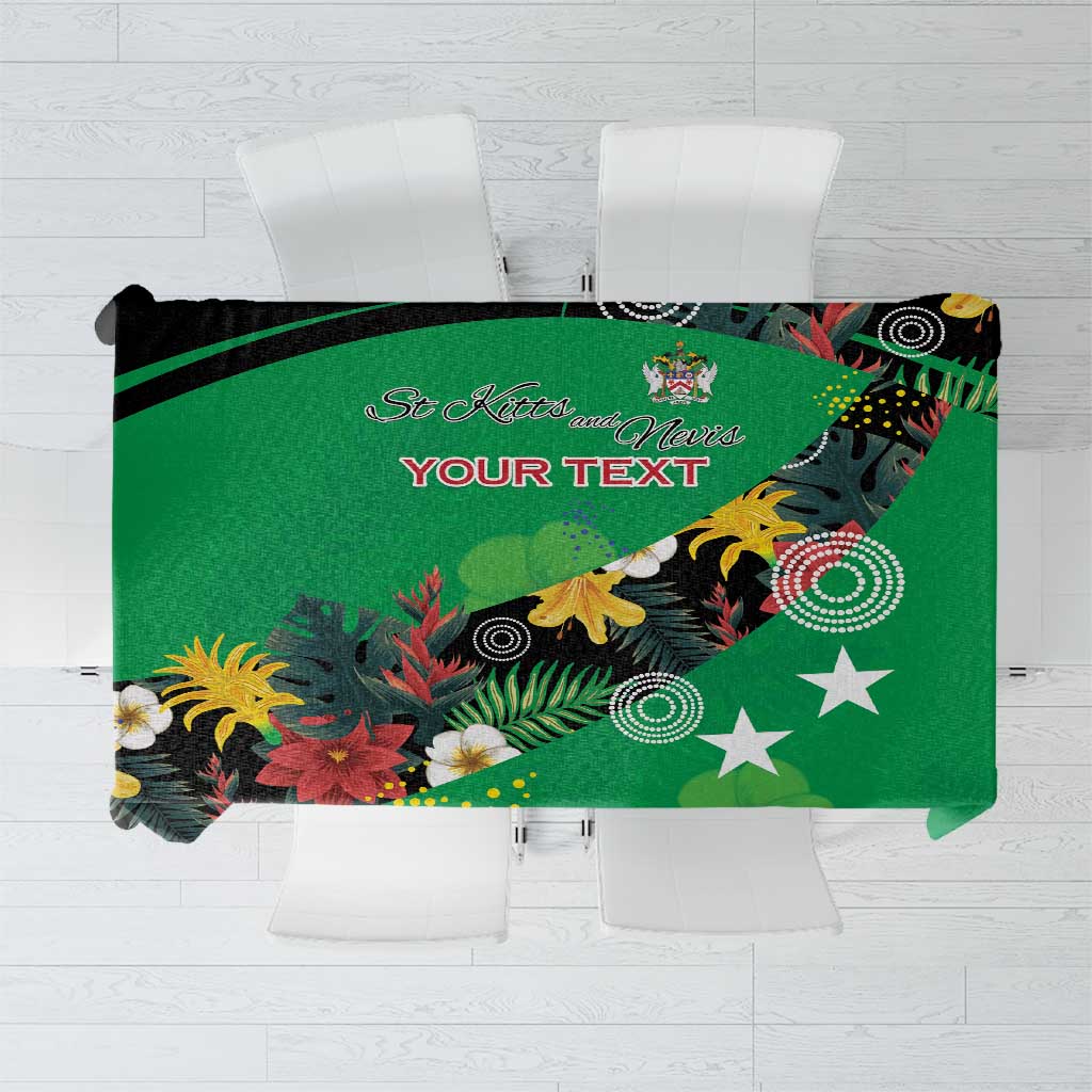 Custom St Kitts and Nevis Cricket Tablecloth Tropical Flowers Jersey
