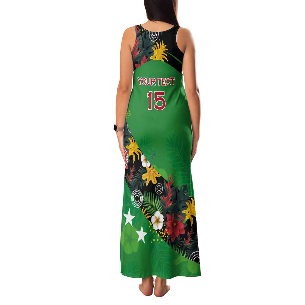 Custom St Kitts and Nevis Cricket Tank Maxi Dress Tropical Flowers Jersey