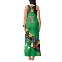 Custom St Kitts and Nevis Cricket Tank Maxi Dress Tropical Flowers Jersey