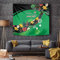 Custom St Kitts and Nevis Cricket Tapestry Tropical Flowers Jersey