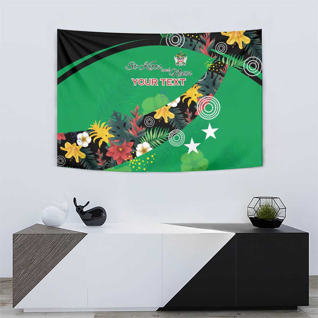 Custom St Kitts and Nevis Cricket Tapestry Tropical Flowers Jersey