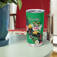Custom St Kitts and Nevis Cricket Tumbler Cup Tropical Flowers Jersey