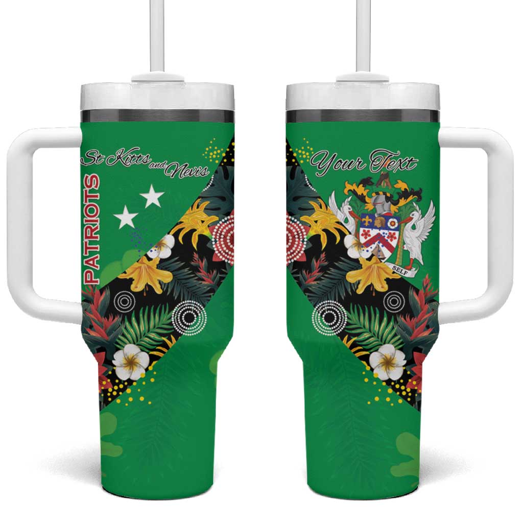 Custom St Kitts and Nevis Cricket Tumbler With Handle Tropical Flowers Jersey