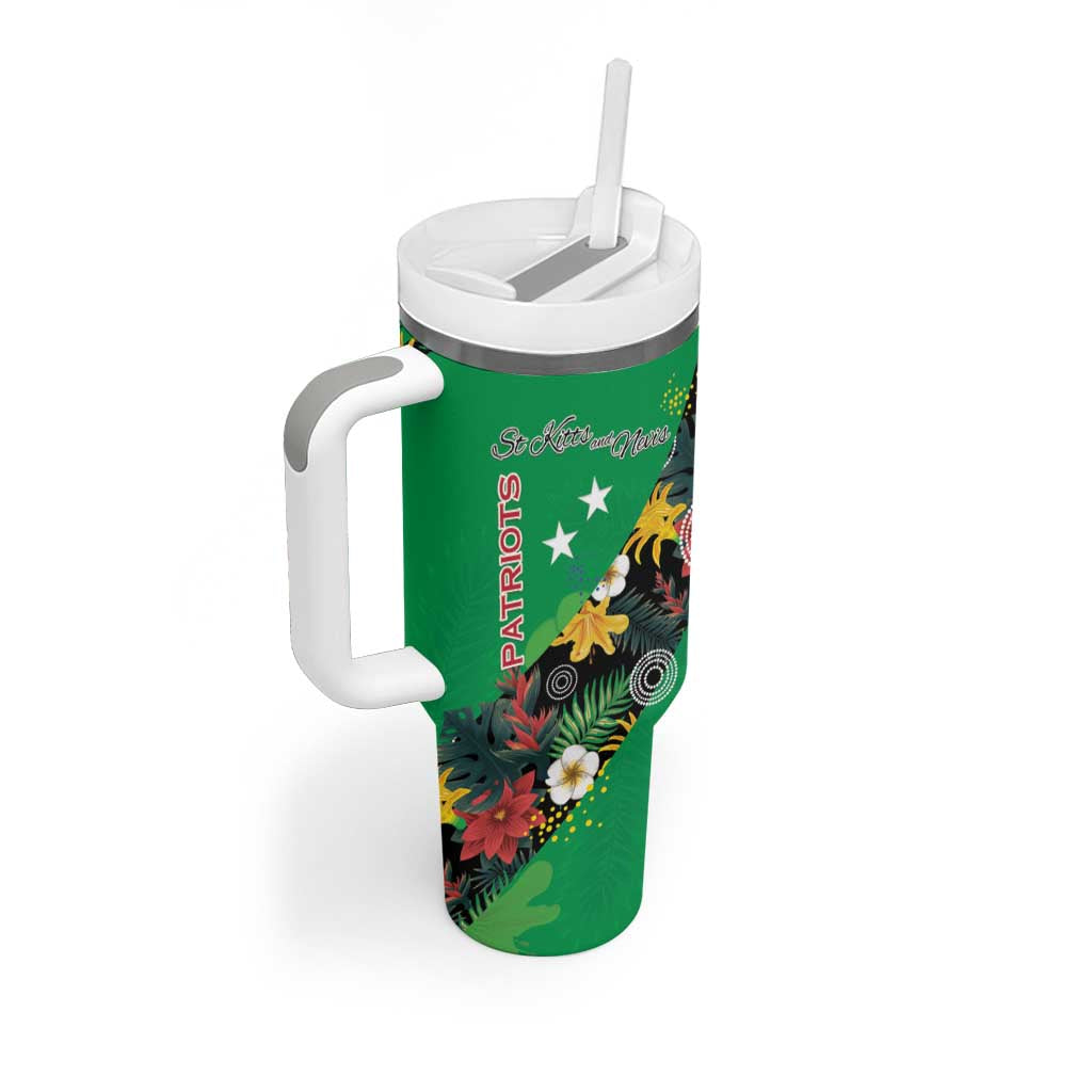 Custom St Kitts and Nevis Cricket Tumbler With Handle Tropical Flowers Jersey
