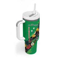 Custom St Kitts and Nevis Cricket Tumbler With Handle Tropical Flowers Jersey