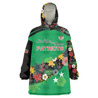 Custom St Kitts and Nevis Cricket Wearable Blanket Hoodie Tropical Flowers Jersey