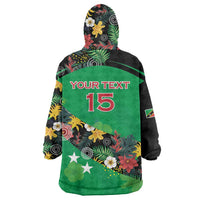 Custom St Kitts and Nevis Cricket Wearable Blanket Hoodie Tropical Flowers Jersey