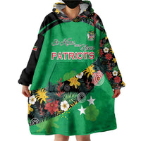 Custom St Kitts and Nevis Cricket Wearable Blanket Hoodie Tropical Flowers Jersey
