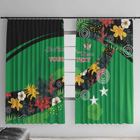 Custom St Kitts and Nevis Cricket Window Curtain Tropical Flowers Jersey