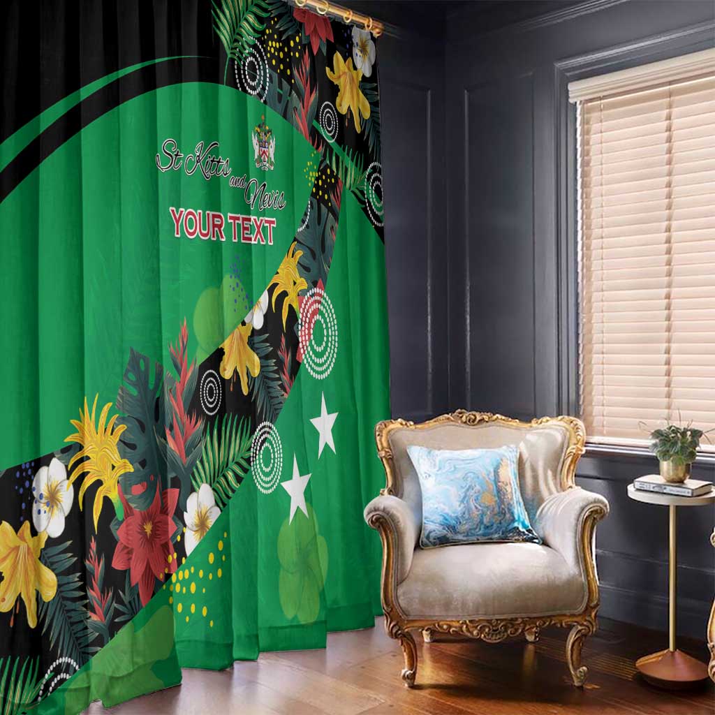 Custom St Kitts and Nevis Cricket Window Curtain Tropical Flowers Jersey
