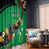Custom St Kitts and Nevis Cricket Window Curtain Tropical Flowers Jersey
