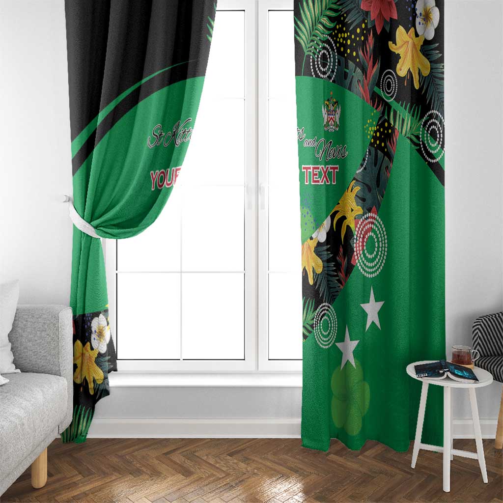 Custom St Kitts and Nevis Cricket Window Curtain Tropical Flowers Jersey