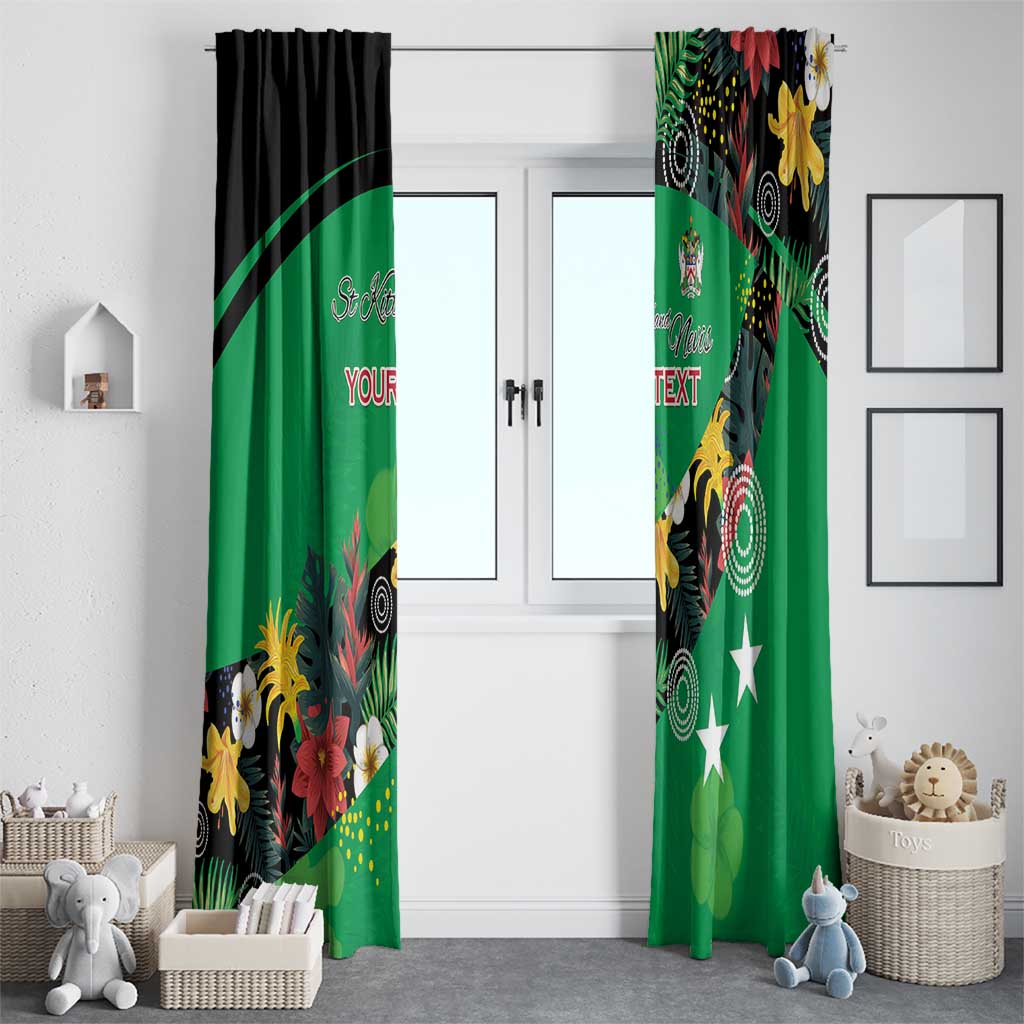 Custom St Kitts and Nevis Cricket Window Curtain Tropical Flowers Jersey